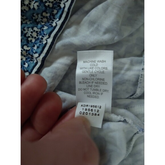 J Jill Floral Mix Print Short Sleeve Dress Size Petite Large Blue shift sheath - Picture 6 of 9